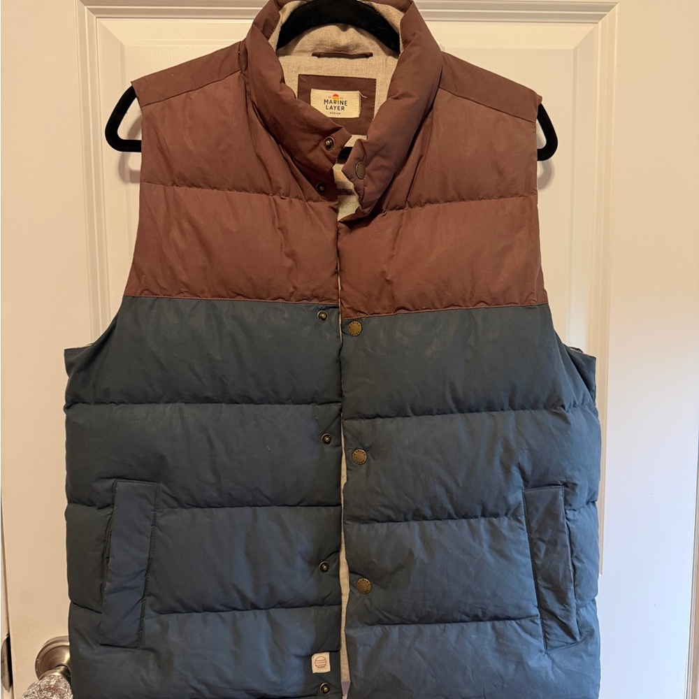 Marine Layer Sequoia Flannel Lined Down Puffer Vest - Picture 4 of 7